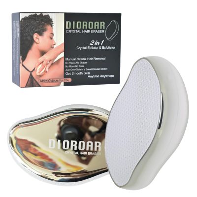 DIOROAR Crystal Hair Eraser,Upgrade Crystal Hair Remover,Physical Nano Glass Hair Removal Device,Painless Epilator and Exfoliator Without Shaver for Quick Soft Silky Skin(Silver)
