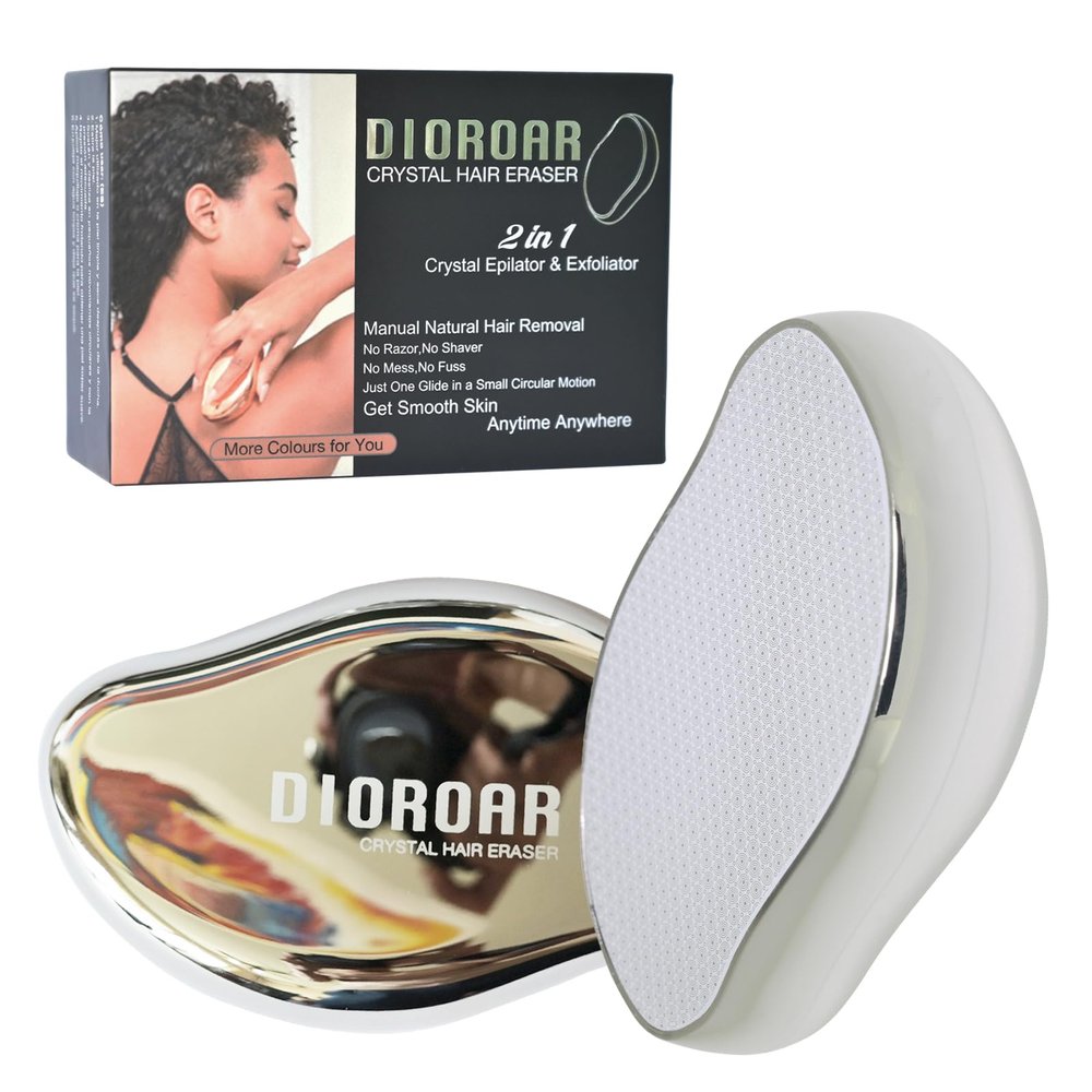 DIOROAR Crystal Hair Eraser,Upgrade Crystal Hair Remover,Physical Nano Glass Hair Removal Device,Painless Epilator and Exfoliator Without Shaver for Quick Soft Silky Skin(Silver)