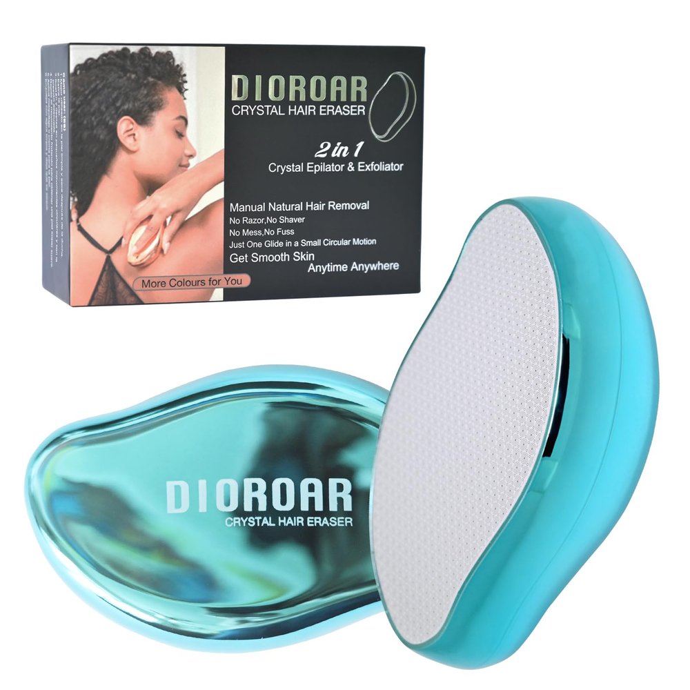 DIOROAR Crystal Hair Eraser,Upgrade Crystal Hair Remover,Physical Nano Glass Hair Removal Device,Painless Epilator and Exfoliator Without Shaver for Quick Soft Silky Skin(Ocean Blue)