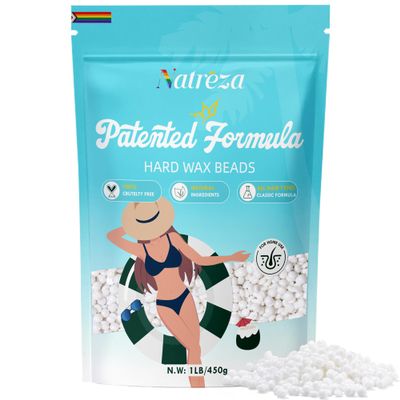 Natreza Hair Removal Wax Beads-1lb, Unscented White Hard Wax Beads for Sensitive Skin, Full Body Waxing, Ideal for All Hair Types, Bikini, Legs, Brazilian, Salon Quality