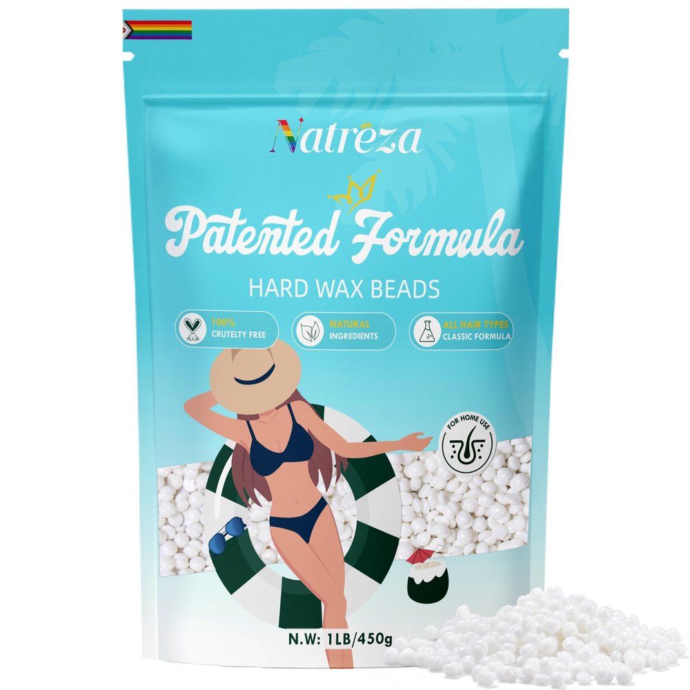Natreza Hair Removal Wax Beads-1lb, Unscented White Hard Wax Beads for Sensitive Skin, Full Body Waxing, Ideal for All Hair Types, Bikini, Legs, Brazilian, Salon Quality