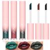 3 Colors Diamond Glitter Metallic Lip Gloss Shimmer Liquid Lipstick Set Black Green Wine Red Matte Lipstick for Women Halloween Lip Makeup view 1