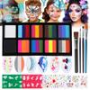 Janolia Face Painting Kit for Kids, Rainbow Split Cake Face Paint, Water Activated Face Paint Body Paint, One Stroke Split Cake Palette, Ideal Facepaint Makeup Kit for Kids Halloween Carnival Easter view 1