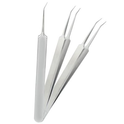 Coufce 3 pcs Oblique Blackhead Tweezers Comedone Pimple Extractor Tool Whiteheads Acne Clip Stainless Steel Facial Blackhead Remover Tweezers Pimple Popper Tool Ingrown Hairs Tweezers