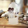 ABOOFAN Rotating Makeup Organizer with Lid Elegant Cosmetic Brush Storage Box for Bathroom Vanity Design Space-saving Beauty Accessories Holder Functional Makeup Organizer for Easy Access view 4