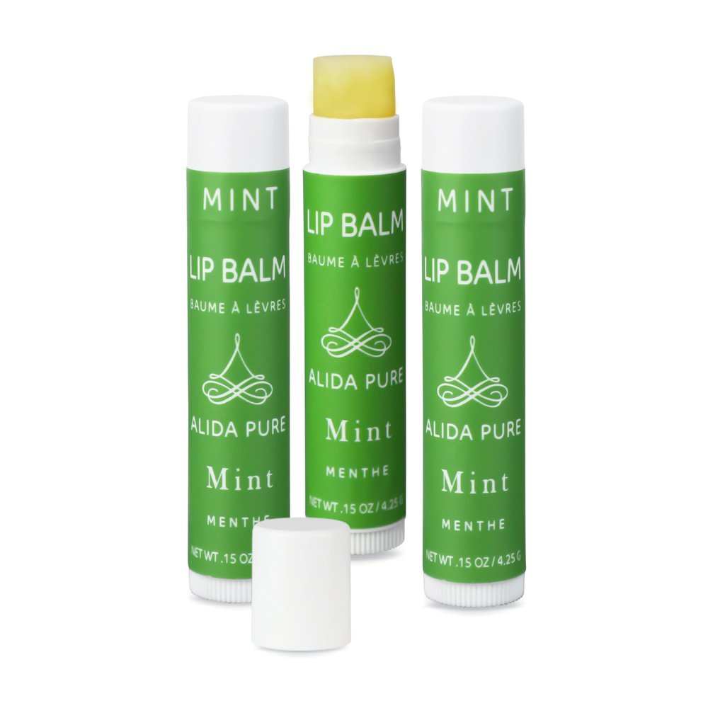 ALIDA PURE Mint Lip Balm Collection, Vegan Set, Beeswax Free, with Organic Jojoba and Avocado Oil, Vitamin E, Natural Moisturizer for Dry, Chapped Lips, 3 Tube Set