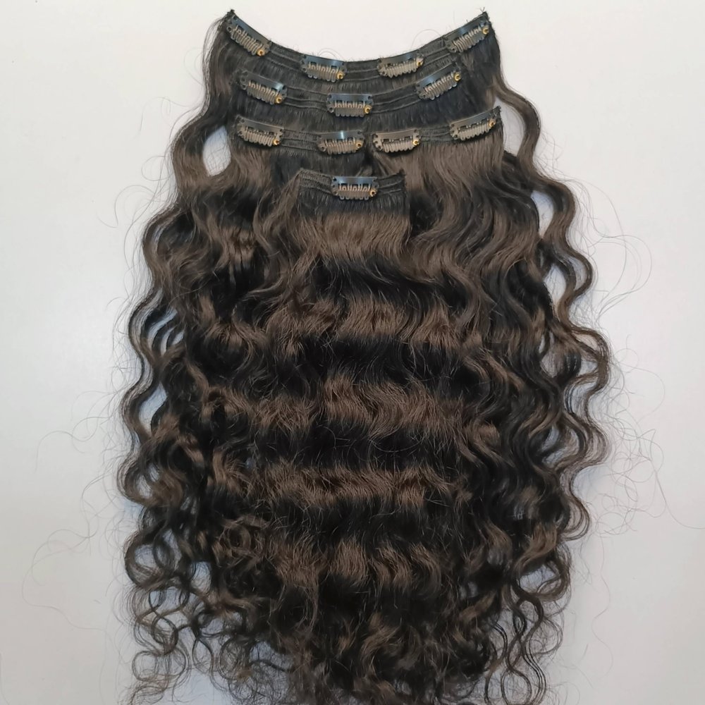 100% Unprocessed Indian Remy Human Hair Clip-in Extensions, Real Human Hair Black Color, Natural Curly Hair Clip in Hair Extensions, 100 grams to 110 grams (12 Inches)