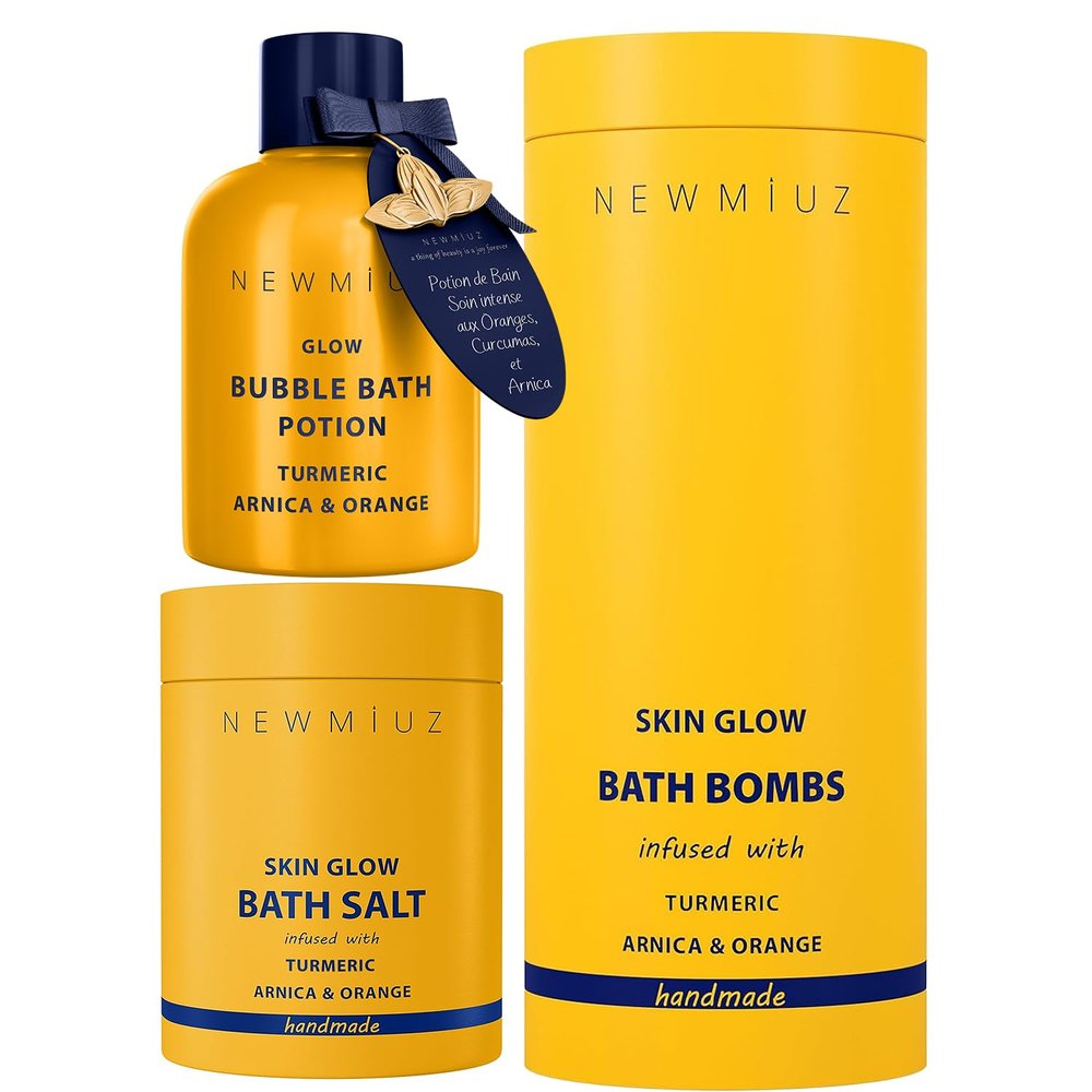 Natura Bubble Bath, Natural Detox Bath Soak Salt & Tumeric Bath Bomb Gifts for Women and Men Pack of 3