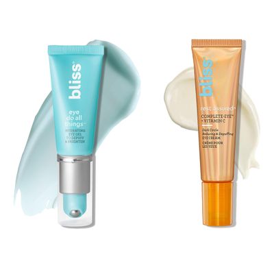 Bliss Brightening Eye Duo: Eye Do All Things Hydrating Gel Depuff Rest Assured  Eye Cream with Vitamin C & Caffeine - 0.5 Fl Oz - Dark Circle Reducing & Depuffing Eye Cream