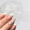 30 Sheets White Flower Nail Art Stickers, White Flower with Rhinestones Designs Nail Decals 3D Self Adhesive Nail Stickers Nail Art Supplies for Nails Decorations view 2