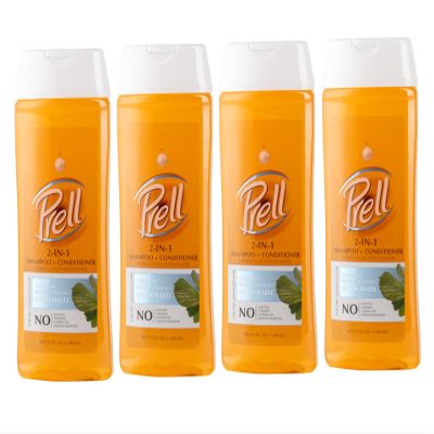 Prell Witch Hazel Color Safe Refreshes & Hydrates 2-in-1 Shampoo + Conditioner for Dry, Damaged Hair, 13.5 fl.oz, 4 Pack