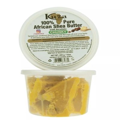 Kuza 100% Pure African Shea Butter with Borututu, Chunky Yellow, 10 oz
