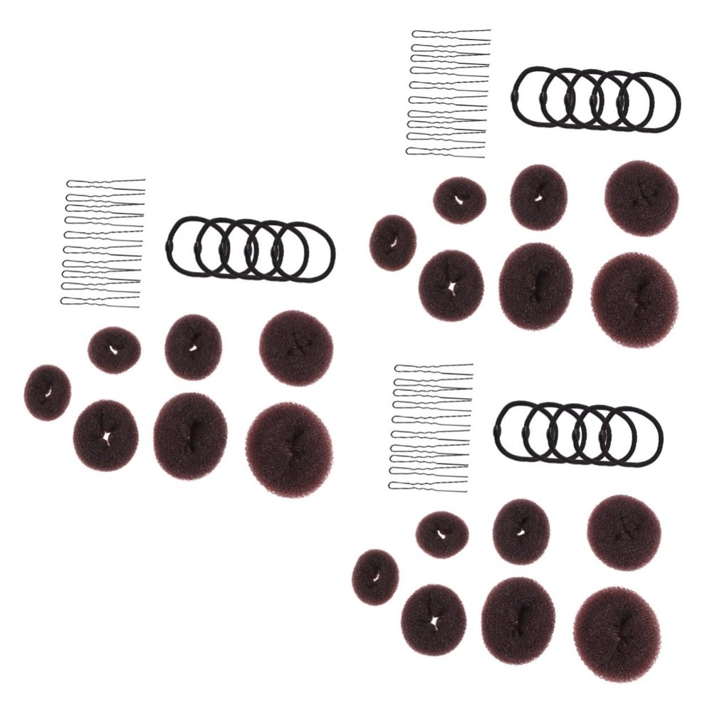 POPETPOP 3pcs Practical Hair Bun Rings Donut Hair Device for Girls Bridals Donuts Rings U-shaped