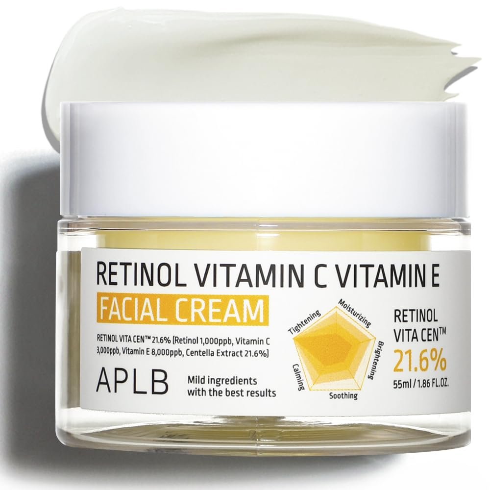 APLB Retinol Vitamin C Vitamin E Facial Cream | RETINOL VITA CEN 21.6% 1.86 FL.OZ/Korean Skincare, Deep hydration, Retinol, Revitalize for gentle and improve skin texture