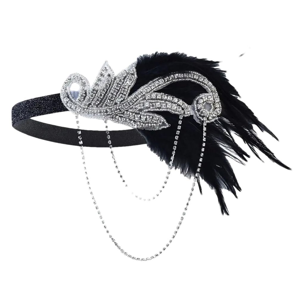 1920S Headband Vintage Bridal Party Headpiece Accessories Props Beaded Headband Chain WEY11