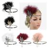 1920S Hairband Headpiece Feather Flapper Headband Headdress Women Vintage Costume Party White view 2