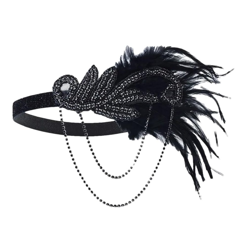 1920S Headband Vintage Bridal Party Headpiece Accessories Props Beaded Headband Chain WEY15