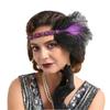 1920S Flapper Headbands Rhinestone Headpiece With Peacock Feather Jewel Hair Accessories purple view 1