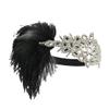 1920S Headpiece Crystal Headband Flapper Headband Vintage Feather Headbandhair Accessories Black view 1