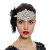 1920S Headpiece Crystal Headband Flapper Headband Vintage Feather Headbandhair Accessories Black view 4