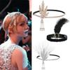 1920S Cosplay Headband Women Black Feather Headwear Masquerade Party Props Hair Accessorie B view 2