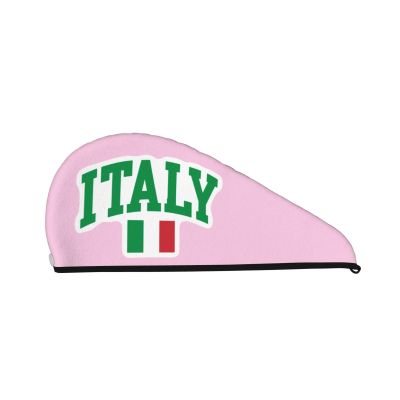 Italia Italian Italy Flag Dry Hair Towel Cap Pink Long Hair Wrap for Women Super Absorbent