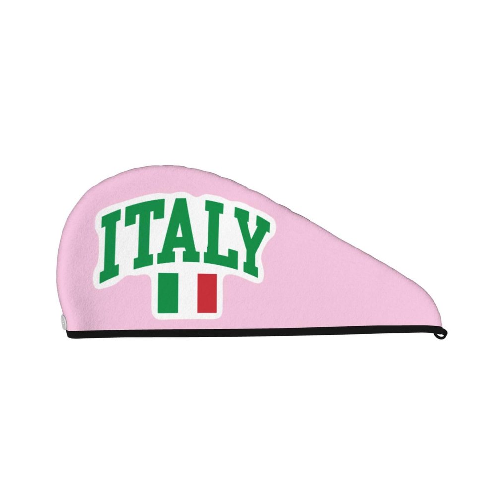Italia Italian Italy Flag Dry Hair Towel Cap Pink Long Hair Wrap for Women Super Absorbent