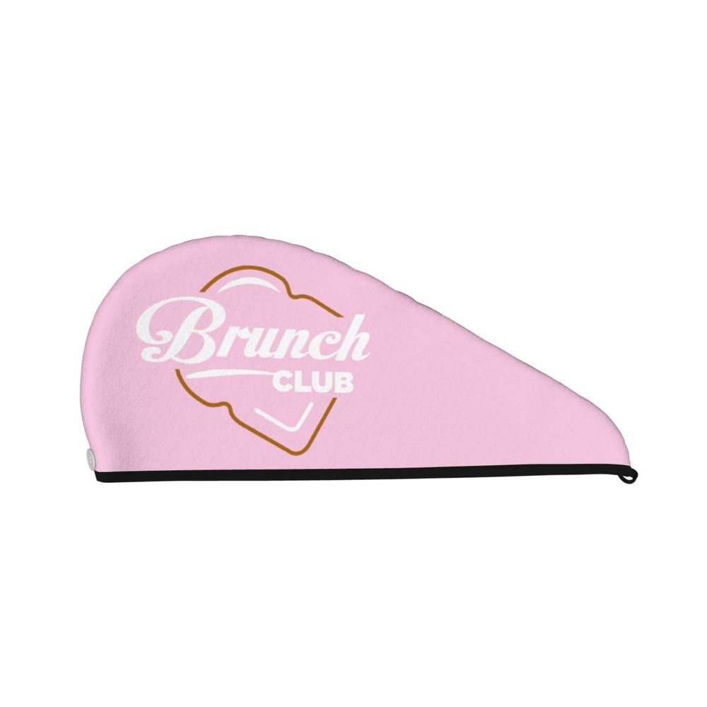 Boozy Brunch Club Dry Hair Towel Cap Pink Long Hair Wrap for Women Super Absorbent