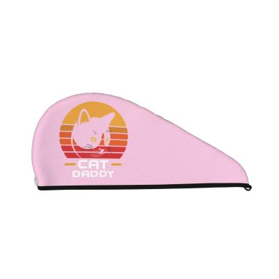 Cat Daddy Dry Hair Towel Cap Pink Long Hair Wrap for Women Super Absorbent