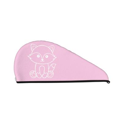 Animal Fox Dry Hair Towel Cap Pink Long Hair Wrap for Women Super Absorbent