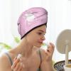 Magical Beetle Dry Hair Towel Cap Pink Long Hair Wrap for Women Super Absorbent view 2