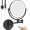 8 inch Bathroom Mirror Wall Mounted Black,USB Rechargeable Makeup Mirror Two Sided 1X/7X Magnifying Adjustable Led Light Touch Screen Shaving Mirror 360Swivel Vanity Mirror view 1
