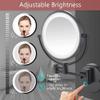 8 inch Bathroom Mirror Wall Mounted Black,USB Rechargeable Makeup Mirror Two Sided 1X/7X Magnifying Adjustable Led Light Touch Screen Shaving Mirror 360Swivel Vanity Mirror view 3