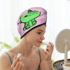 Dinosaurs Dry Hair Towel Cap Pink Long Hair Wrap for Women Super Absorbent view 2