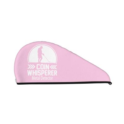 Coin Whisperer Metal Detector Dry Hair Towel Cap Pink Long Hair Wrap for Women Super Absorbent