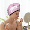 Brachiosaurus Dry Hair Towel Cap Pink Long Hair Wrap for Women Super Absorbent view 2
