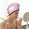 Alpaca Dry Hair Towel Cap Pink Long Hair Wrap for Women Super Absorbent view 2