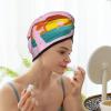 Outdoor Fish Dry Hair Towel Cap Pink Long Hair Wrap for Women Super Absorbent view 2