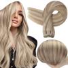 Full Shine Weft Hair Extensions Human Hair Ash Blonde Human Hair Extensions Sew In Color Ash Blonde Highlight Blonde Hair Weft Sew In Hair Extensions Soft Straight Hair Sew In Extensions view 1