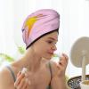 Lightning Bolt Dry Hair Towel Cap Pink Long Hair Wrap for Women Super Absorbent view 2