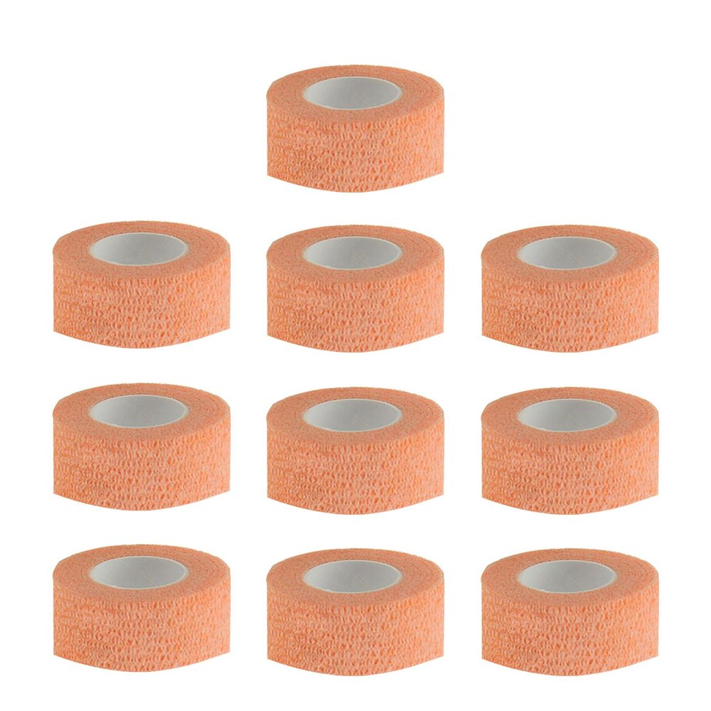 VideoPUP 10pcs Tattoo Grip Tape Phosphor Orange, 1"x 5Yards Disposable Cohesive Tattoo Grip Cover Wrap Elastic Bandage Handle Grip Tube for Tattoo Machine Tattoo Grip Accessories