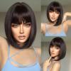 Hgvcfcv Short Straight Synthetic Wigs For Women Brown Bob Wigs With Bangs Daily Cosplay Medium Length Heat Resistant Hair view 1