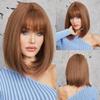 Hgvcfcv Short Straight Synthetic Wigs For Women Brown Bob Wigs With Bangs Daily Cosplay Medium Length Heat Resistant Hair view 2
