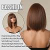 Hgvcfcv Short Straight Synthetic Wigs For Women Brown Bob Wigs With Bangs Daily Cosplay Medium Length Heat Resistant Hair view 3