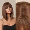 Hgvcfcv Short Straight Synthetic Wigs For Women Brown Bob Wigs With Bangs Daily Cosplay Medium Length Heat Resistant Hair view 4