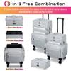 BYOOTIQUE 3in1 Soft Sided Rolling Makeup Train Case Cosmetology Case On Wheels Large Organizer Storage Cosmetic Trolley With Adjustable Divider For Makeup Artist Nail Wedding Travel Glitter Silver view 2