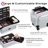 BYOOTIQUE 3in1 Soft Sided Rolling Makeup Train Case Cosmetology Case On Wheels Large Organizer Storage Cosmetic Trolley With Adjustable Divider For Makeup Artist Nail Wedding Travel Glitter Silver view 3