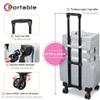 BYOOTIQUE 3in1 Soft Sided Rolling Makeup Train Case Cosmetology Case On Wheels Large Organizer Storage Cosmetic Trolley With Adjustable Divider For Makeup Artist Nail Wedding Travel Glitter Silver view 4