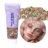 DAGEDA Christmas Body Glitter Gel, Gold Red Green Face Hair Glitter Makeup, Christmas Tattoos Accessories,Holographic Chunky Glitters, Shimmer Face Paint Singer Concert Rave Accessories 50ml view 1