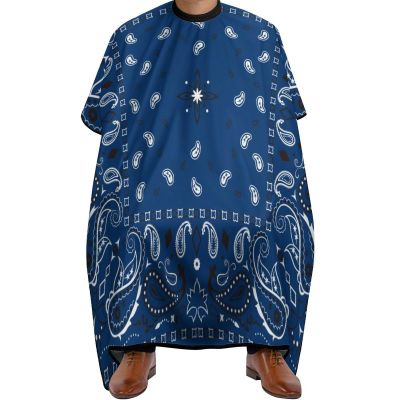 Blue Paisley Hair Cutting Cape Salon Haircut Apron Barbers Hairdressing Cape with Adjustable Snap Closure